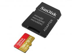 SDXC SANDISK MICRO 128GB EXTREME KAMERA/DRON, 170/80MB/s, UHS-I S, U4, C10, V30, adapter - SDSQXAA-128G-GN6AA