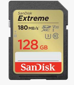 SDXC SANDISK 128GB EXTREME, 180/90MB/s, UHS-I, C10, U3, V30 - SDSDXVA-128G-GNCIN