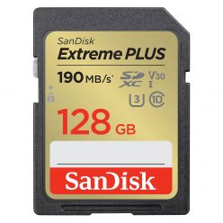 SDXC SANDISK 128GB EXTREME PLUS, 190/90MB/s, UHS-I, C10, U3, V30 - SDSDXWA-128G-GNCIN