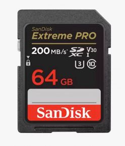 SDXC SANDISK 64GB EXTREME PRO, 200/90MB/s, UHS-I, C10, U3, V30 - SDSDXXU-064G-GN4IN