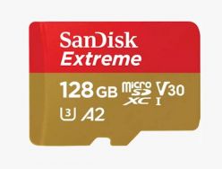 SDXC SANDISK MICRO 128GB EXTREME, 190/90MB/s, A2, UHS-I, V30, U3, C10, adapter - SDSQXAA-128G-GN6MA