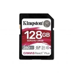 SDXC KINGSTON 128GB Canvas REACT Plus, 280/100MB/s, UHS-II, C10, U3, V60, 4K - SDR2V6/128GB
