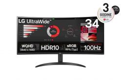 Monitor LG 34" 34WR50QK-B UltraWide ukrivljen, VA, 3440x1440, 2x HDMI, DP - 34WR50QK-B.AEU