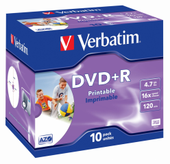 Verbatim DVD+R AZO 4.7GB 16X WIDE
PRINTABLE SURFACE