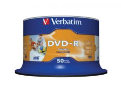 DVD-R Verbatim 16X 4.7GB Wide Inkjet Printable - NO ID Branded - tortica 50 kosov 43533 