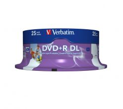 DVD+R DOUBLE LAYER 8.5GB 8X INKJET PRINTABLE VERBATIM tortica 25 kosov 43667