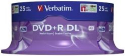 VERBATIM DVD+R 8X DOUBLE LAYER 8.5GB SUPERFICIE MATT SILVER tortica 25 kosov 43757