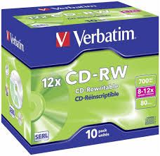 CD-RW VERBATIM 700MB 80 Min 8X-12X in Jewel Case 10 kosov