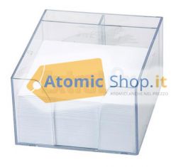 CUBETTO IN PVC CON FOGLI BIANCHI PER APPUNTI NON INCOLLATI 8.5X8.5X3.5