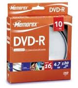 DVD-R Memorex 4.7 GB 120 min 16x tortica 10kosov